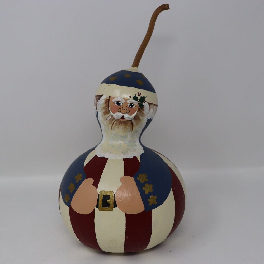 Santa Claus Gourd Bonnie Klopp Hand Painted Christmas Holiday Decor 1994